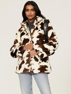Blank nyc cow print faux fur coat